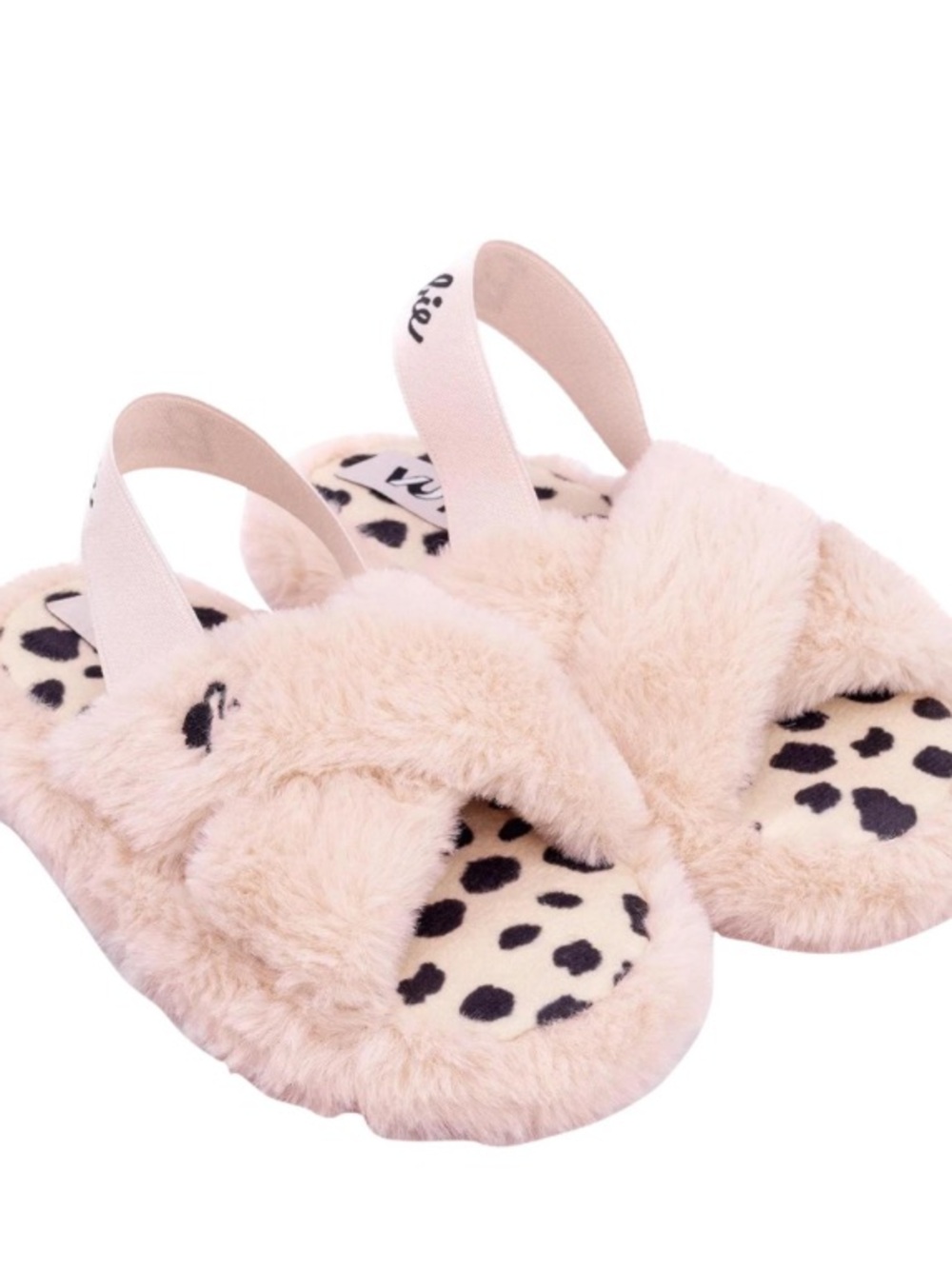 Mattel Barbie Soft Pink Faux Fur Slide Sandals with Leopard Insole